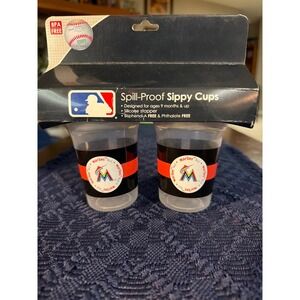 Baby Fanatic MLB Miami Marlins Spill-Proof Sippy Cups 2-Pack 5oz BPA Free New